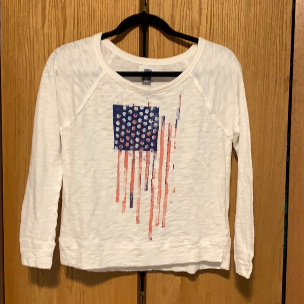 American Flag White 3/4 sleeve sweatshirt SIZE XS